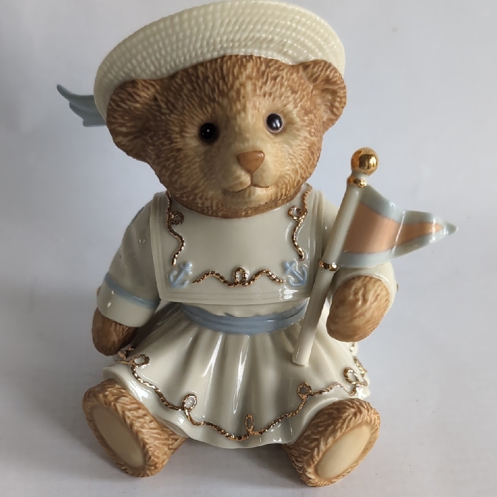 Lenox Sailor Boy Teddy Bear Figurine Cream and Blue